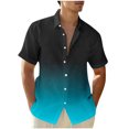 thumbnail image 2 of Hot6sl Économies d'Été Liquidation Chemise à Manches Courtes Col Rabattu, Chemise Décontractée Mode Homme Col Rabattu Imprimé Dégradé Chemise à Boutons Blouse, Blouse Polyester HommeBleu Ciel,m, 2 of 5