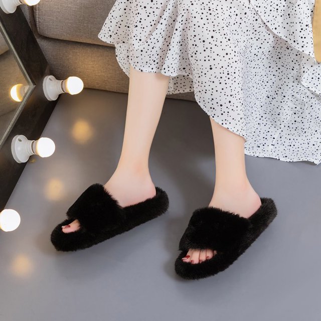 LSLJS Fall And Winter Female Ins Plus Velvet Lazy People Outside Wearing Slippers, Women's Slippers
