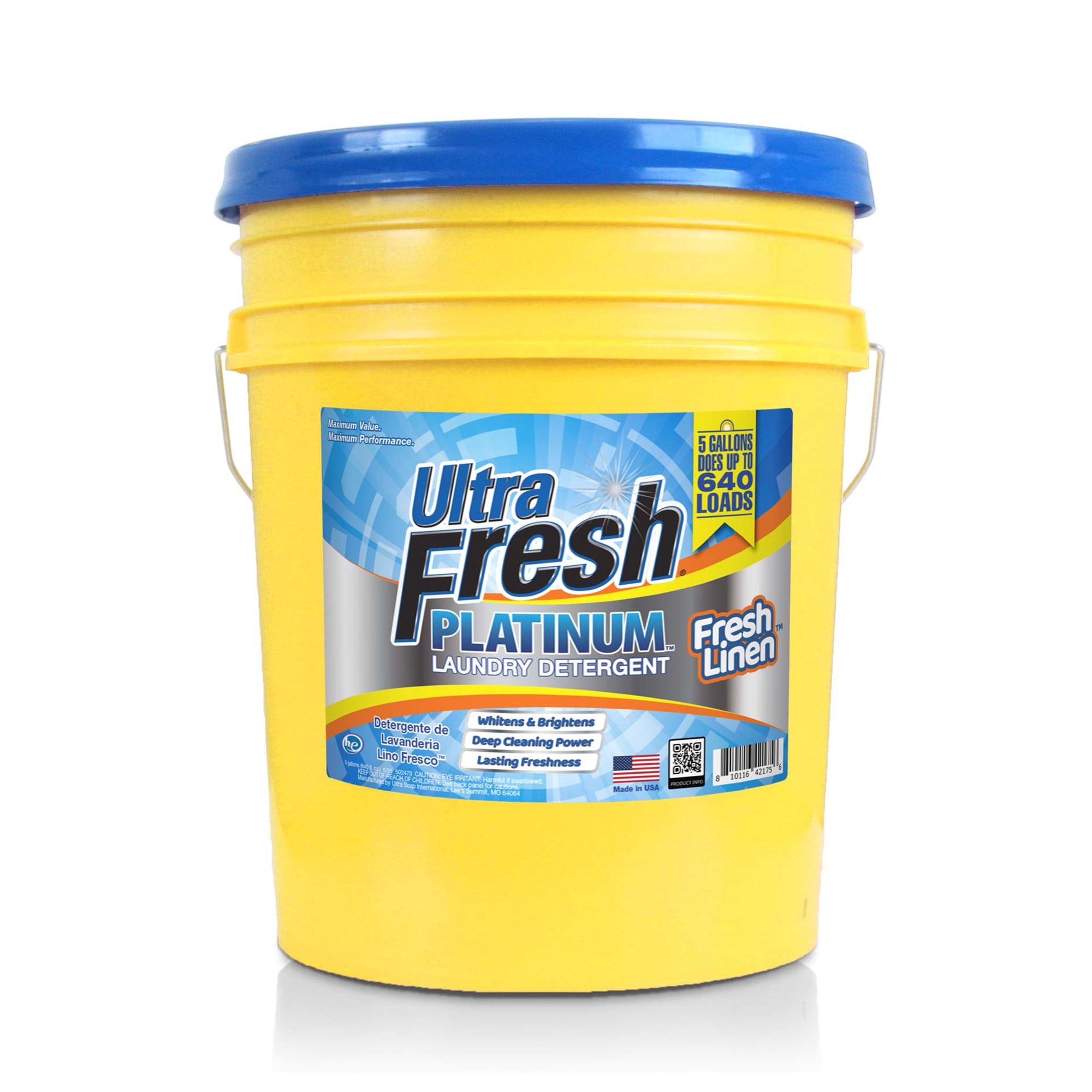 Ultra Fresh Platinum 5 Gal Liquid Laundry Detergent, Up to 640 Loads, Fresh Linen Scent