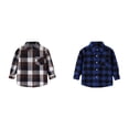 thumbnail image 1 of 2 Pack(Blue 1PCS & Brown 1PCS) Multipack Flannel Jacket Plaid Shirt Set Long Sleeve Lapel Button Down Shacket Shirt Top Coat Outwear, 1 of 4