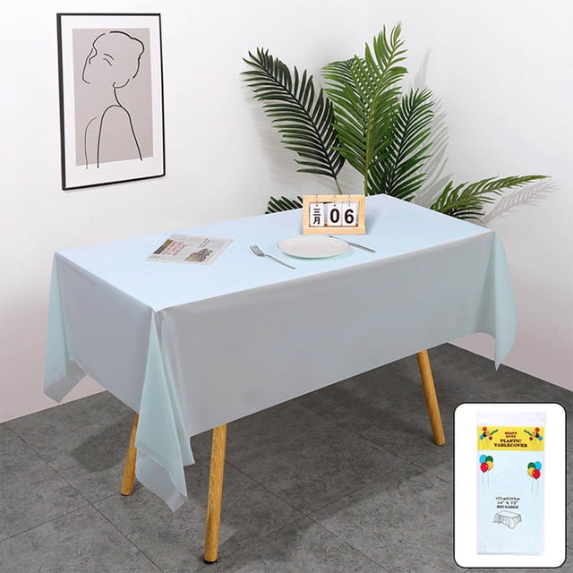 HHBEAUTY Rectangle Vinyl Tablecloth, Waterproof Spillproof Plastic Backed Table Cloth, Wipe Clean Table Cover for Dining, Buffet Parties and Camping (Blue,54" x 72")