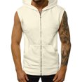 thumbnail image 1 of Innerwin Débardeurs à Capuche Sans Manches pour Hommes T-Shirt d'Été à Fermeture Éclair Coupe Régulière Blanc G, 1 of 2