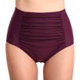 thumbnail image 1 of Bas de Bikini Taille Haute pour Femmes Rétro Froncé Short de Bain Froncé Culotte de Tankinis Bleu Marine (P-2TG), 1 of 6
