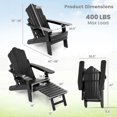 thumbnail image 3 of Costway Chaise Adirondack de Patio Tout Temps en HIPS Chaise Longue avec Repose-Pieds Rétractable Noir, 3 of 9