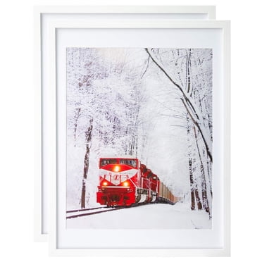 Egofine 18x24 Frames Set of 2 Matted for 16x20 White Poster Frame Made of Solid Wood - Acrylic Plexiglass Front for Wall Mounting Hanging Picture Frame Vertically or Horizontally