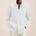 thumbnail image 2 of MesaSe Chemise à Manches Longues en Coton et Lin pour Hommes, Col Rabattu Ample, 2 of 6