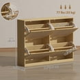 thumbnail image 3 of HOMCOM Narrow Shoe Cabinet with 4 Flip Drawers for Entryway Hallway Oak, 3 of 10