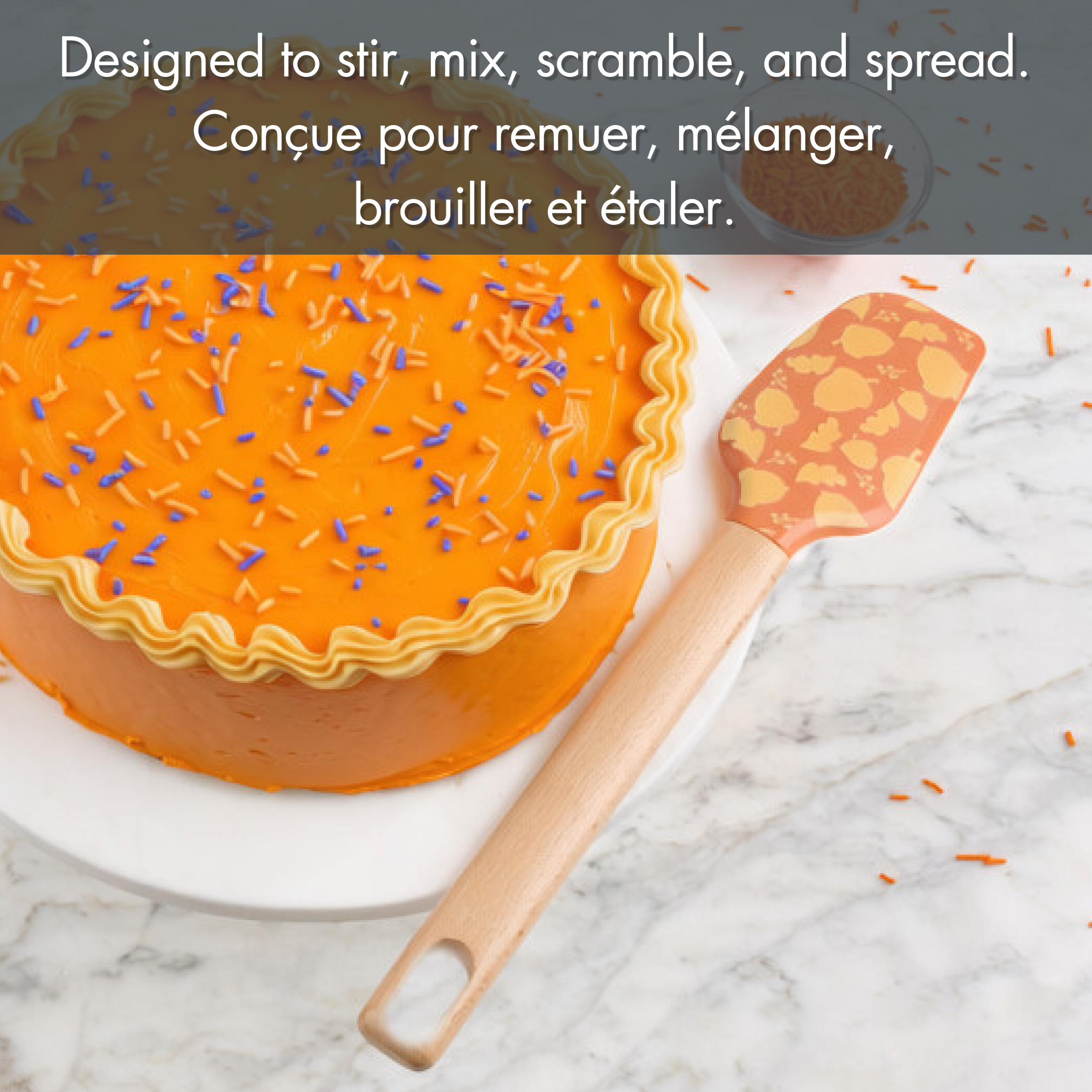 Tout-pour-célébrer spatule silicone 12", noisettes orange