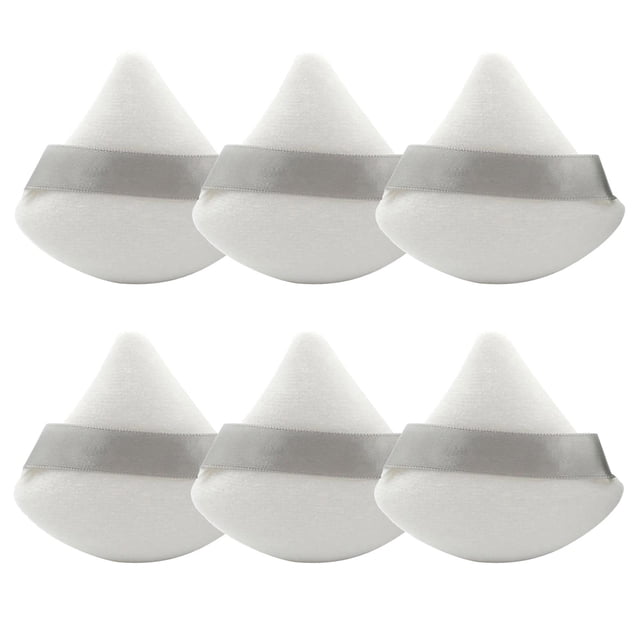 EARKITY Triangle Powder Puff for Face Powder, 6pcs Soft Plush Setting Powder Puff, Velour Cosmetic Foundation Blender Sponge Beauty Makeup Tools