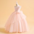 thumbnail image 2 of LUOGENLI Robe Enfants Robe Princesse Robe Fille Sans Manches Robe de Spectacle Longue Robe à Pommeau Jupe Maxi de Fête avec Poches et Fente 4-5 Ans, 2 of 4