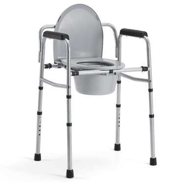 MaxKare Chaise de Chevet 3 en 1, Utilisée comme Siège de Toilette Surélevé, Chaise de Douche, Toilette, avec Poignée, Seau Amovible, Hauteur Réglable, Supporte jusqu'à 300 Lb