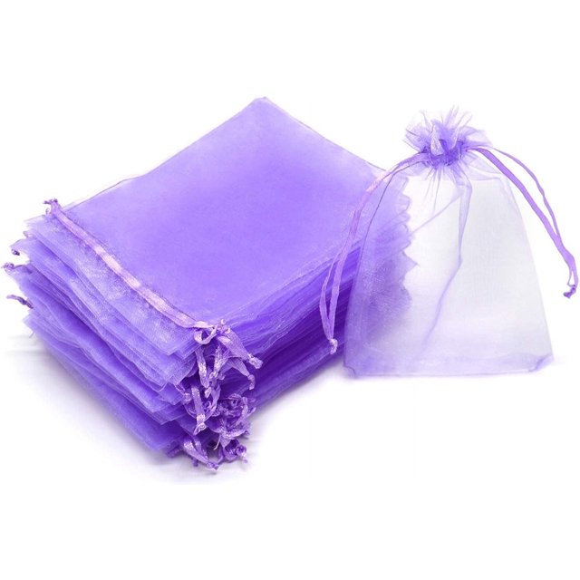 ORUYROP 100pcs Drawstring Organza Jewelry Candy Pouch Party Wedding Favor Gift Bags (3x4, Light Purple)