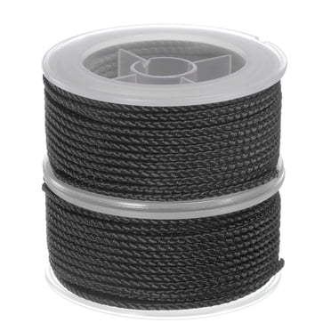 Unique Bargains 2 Packs Nylon Thread Twine Beading Cord 2mm Extra-Strong Braided Nylon Crafting String 11M/36 Feet, Black