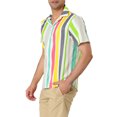 thumbnail image 4 of INSPIRE CHIC Men's Striped Short Sleeves Shirts Button Down Print Hawaiian Shirt S Yellow Gray, 4 of 6