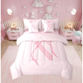 thumbnail image 1 of Erosebridal Ensemble de Lit Nœud Papillon Rose Girly Taille Grand, Initiale a à Z, Décoration Initiale N, Réversible 7 Pcs, 1 of 1
