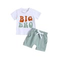 thumbnail image 1 of xiaxaixu Big Brother Little Brother Matching Outfits, Short Sleeve Letter Print T-Shirt + Shorts Set, 1 of 9