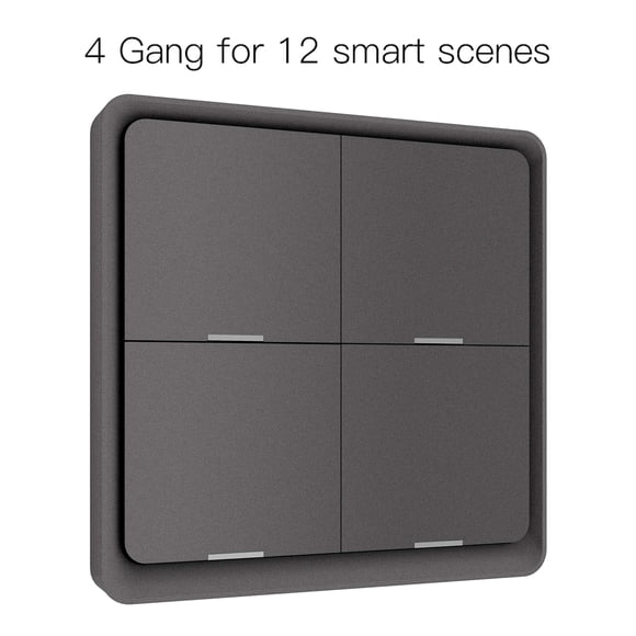 Wireless Scene Switch Push Button Smart Switch Wall Panel Battery Powered Tuya/ Smart Life APP Remote Control for Smart Home Devices(ZigBee Hub Required), Grey 4 Gang
