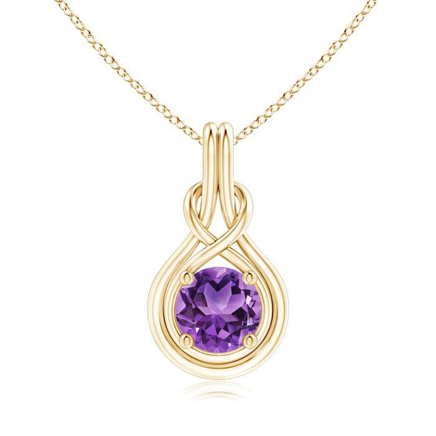 Angara Collier en Améthyste Naturelle - Pendentif Solitaire en Améthyste Ronde 1,7 ct Nœud Infini en Or Jaune 14K pour Femmes