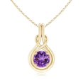 thumbnail image 1 of Angara Collier en Améthyste Naturelle - Pendentif Solitaire en Améthyste Ronde 1,7 ct Nœud Infini en Or Jaune 14K pour Femmes, 1 of 8