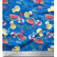 thumbnail image 1 of Soimoi Poly Georgette Fabric Fruits,Swim Ring & Goggles Summer Designs Printed Fabric 1 Yard 42 Inch Wide, 1 of 3