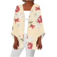 thumbnail image 1 of Pisexur Veste pour Femmes, Cardigans à devant Ouvert, Manteaux Trench, Vestes d'Automne, Chemise Ample Décontractée pour Femmes à Manches 3/4 Imprimée, Hauts, Cardigan, 1 of 5