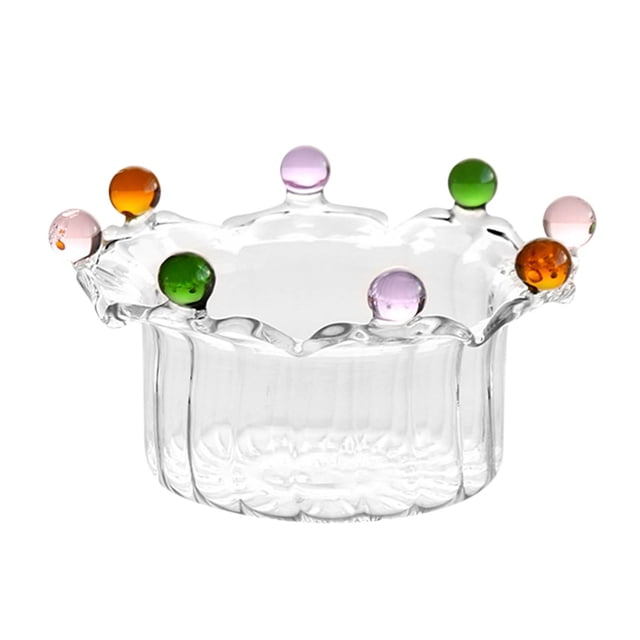 High Borosilicate Glass Dessert Bowl, Microwave-Safe Yogurt/Oatmeal Container, Shatterproof Serving Dish, Colorful Party Tableware, Dishwasher-Friendly
