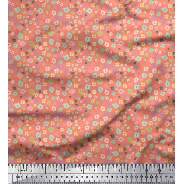 Soimoi polyester Crepe Fabric Flower Artistic Printed Fabric 1 Yard 42 Inch Wide