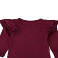 thumbnail image 3 of Infant Baby Girl Basic Ruffle Long Sleeve Cotton Romper Bodysuit Tops Clothes, 3 of 4