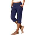 thumbnail image 1 of Timegard Womens Capri Pants Stretch High Waist Button Pull on Work Business Casual Pants for Summer with Pockets, 1 of 8
