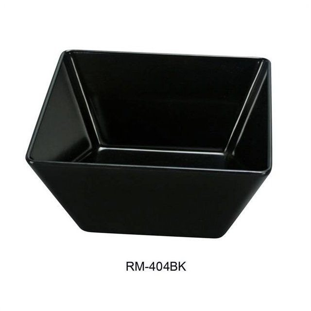 Yanco Rome Square Melamine Bowl, 10 oz Capacity, Black, Pack of 72