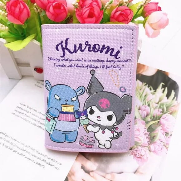 Sanrio Wallet for Women Hello Kitty Kuromi Kawaii Pattern Short Wallet Fashion PU Multifunction Coin Purse Girls Clutch Bag