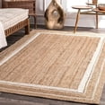 thumbnail image 1 of Indian Handmade Braided Pure Jute with White Design Area Rugs , Floor Decor Carpet Size 5 x 5 Square Feet ( 150 cm x 150 cm ), 1 of 5