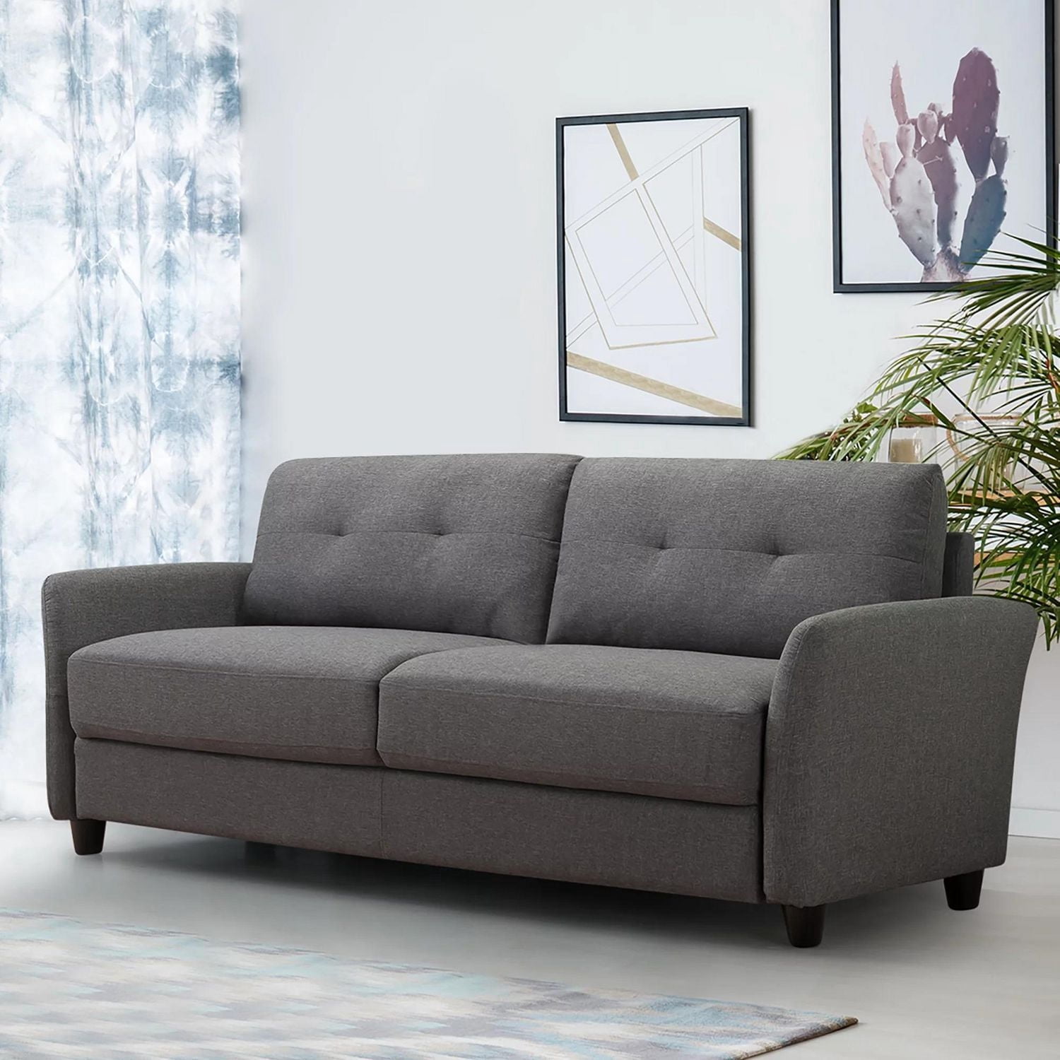 Zinus Ricardo Traditional Modern 3-Seater Upholstered Sofa Couch, Dark Grey