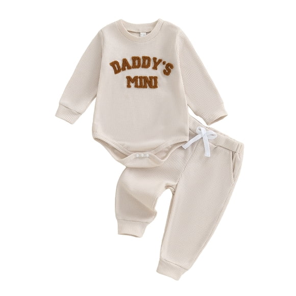 Curenmufel Newborn Clothes Baby Boy Newborn Baby Boy Girl Clothes Ribbed Knitted Long Sleeve Romper Long Pants Solid Color Fall Winter Outfits 0 3 6 9 12 18 24 Months 2T 3T (Brown,0-3 Months)
