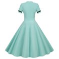 thumbnail image 4 of Robe d'Été pour Femmes 2024 Mode Grande Taille Vente Chaude Modèle Explosion Couleur Vintage Manches Courtes Col Montant Ourlet de Fête Robes Rabais de 50 % Liquidation!, 4 of 6