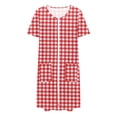 thumbnail image 4 of Peignoirs à Fermeture Éclair pour Femmes, Robe de Chambre Légère à Carreaux à Manches Courtes Longueur Genou avec Poches, Robe de Nuit m, 4 of 6