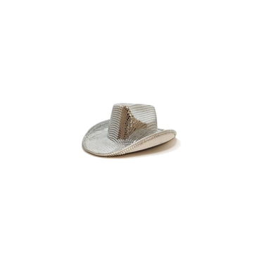 FantastikParty Silver Cowboy Mirror Hat with Summer Wide Brim Fedora