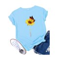 thumbnail image 1 of Innerwin T-Shirt Papillon Imprimé Lettres pour Femmes Manches Courtes Basique Bleu Ciel TTG, 1 of 5