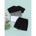 thumbnail image 4 of Fortune 2Pcs Little Boy Clothes Color Block Short Sleeve T-Shirts+Pockets Shorts 0-7 Years, 4 of 9