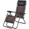 thumbnail image 1 of Costway Patio Rattan Zero Gravity Lounge Chair Chaise Folding Recliner W/Headrest Brown, 1 of 9