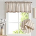 thumbnail image 2 of Valance Curtain Linen Textured Striped Window Curtain for Living Room Light Filtering Ticking Stripe Farmhouse Valance for Kitchen Rod Pocket 1 Panel 16 Inch Tan on Linen 1 Panel, 2 of 8