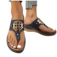 thumbnail image 4 of Gspmoly Sandales à Enfiler pour Femmes, Sandales de Plage à Bout Rond de Mode Décontractée d'Été Nouvelles pour la Plage et les Loisirs, Semelle Épaisse, Talons Compensés, Pantoufles pour Femmes Bleu 43, 4 of 6