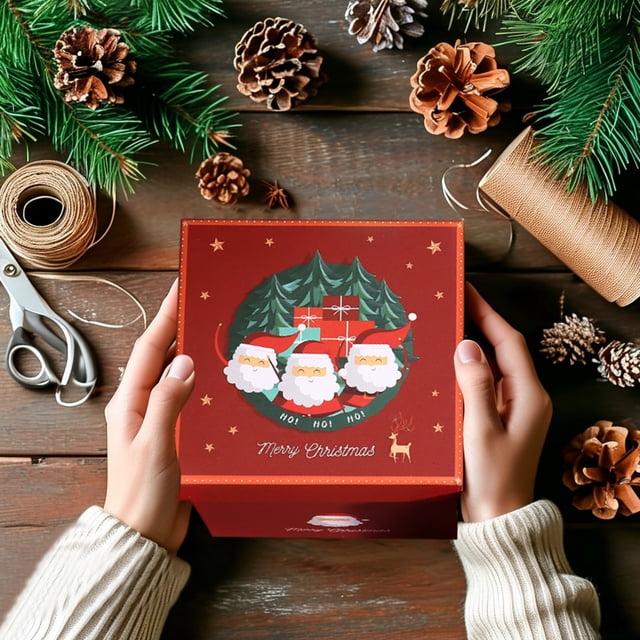 EGNMCR Christmas Decorations,Christmas Tree Ornaments, Christmas Gift Box Packaging Box Candy Small Gift Packaging Box Christmas Gift Holiday Gift Packaging Gift With Handbag Paper packaging box