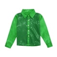 thumbnail image 1 of Boys Tops Sparkly Sequins Dance Long Sleeve Button Down Shirt for Jazz Performance Apparel, 1 of 7