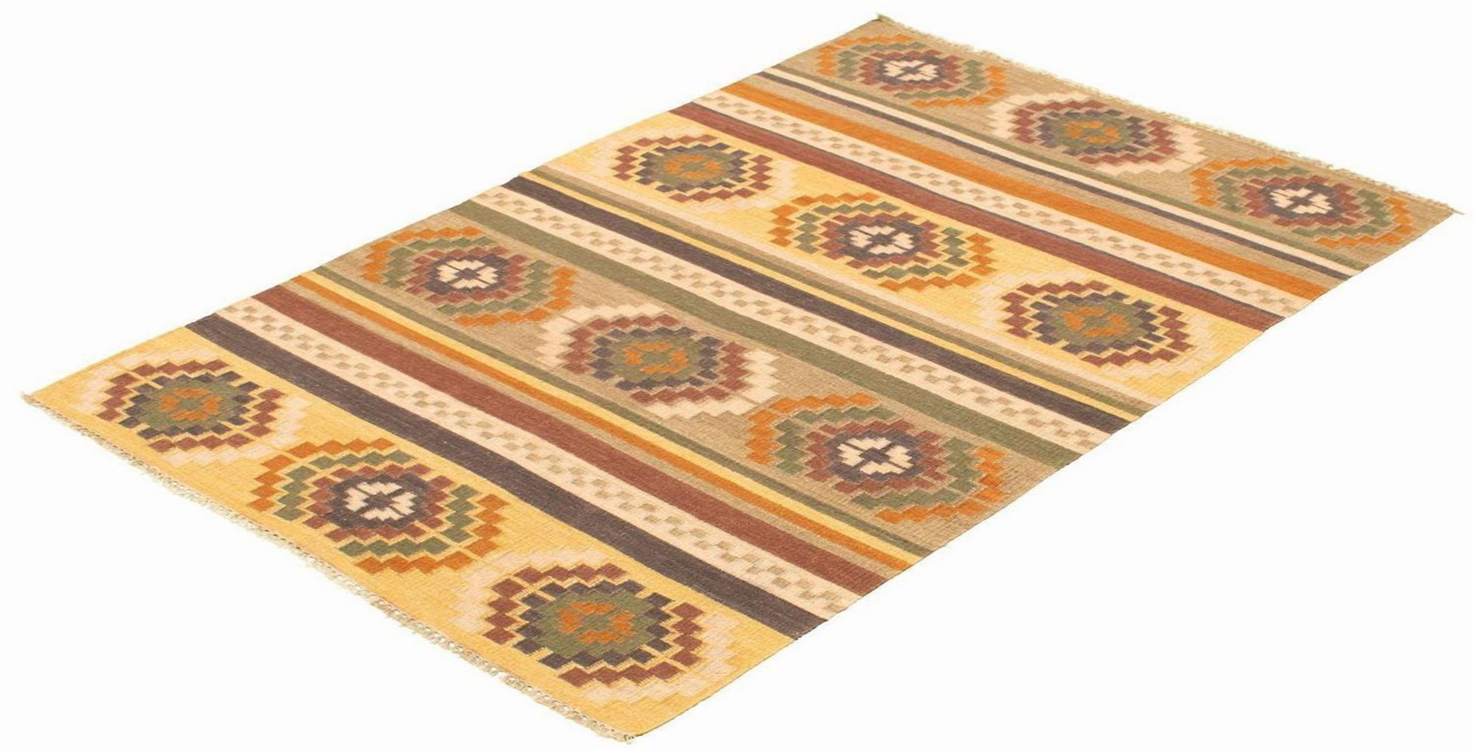 ECARPETGALLERY Tapis Fait à la Main pour Salon, Salle à Manger et Chambre à Coucher Géométrique Collection Organique & Pure 5'3" x 7'11" en Ivoire