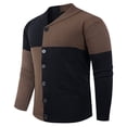 thumbnail image 2 of Lovzfmll Men's Color Block Knit Cardigan Notched Lapel Button Front Stretch Black, L, 2 of 5