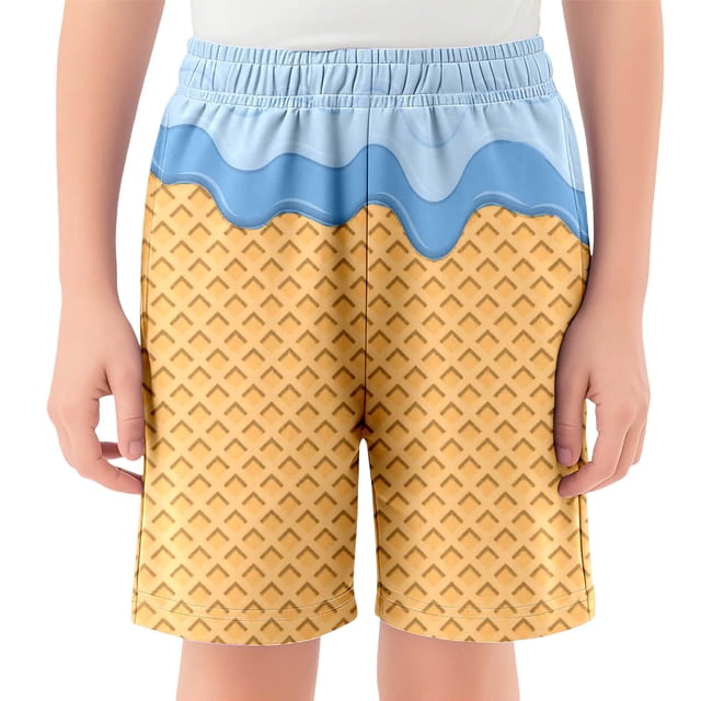 MIASHUI Shorts à Imprimé Graphique pour Garçons et Filles, Shorts de Plage Décontractés d'Été Confortables, Bleu, 2-3 Ans