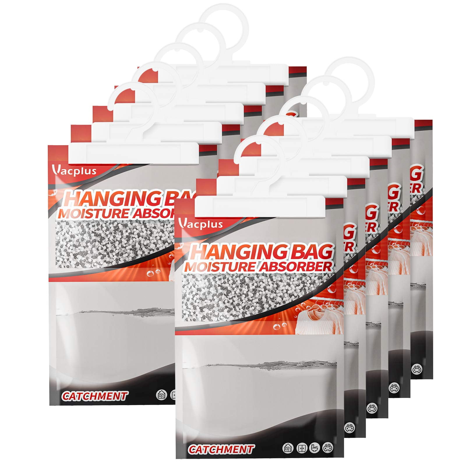 Vacplus Moisture Dehumidifier Closet Dehumidifier Bags Humidity Packs Desiccant Closet Dehumidifiers with Activated Charcoal 10 Pack 9.8OZ
