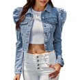 thumbnail image 1 of 2025 Vestes en Jean pour Femmes Style Court Surdimensionnées à Revers en Denim Décontractées Courtes à Manches Bouffantes Veste en Denim, 1 of 6