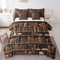 thumbnail image 1 of YST Bookshelf 7 Piece Comforter Set Twin Size,Vintage Educational Bookcase Bedding Set,Classic Library Books Bed in a Bag,Retro Academic Collection Art Sheet Set Bedroom Decor,Black Brown, 1 of 5
